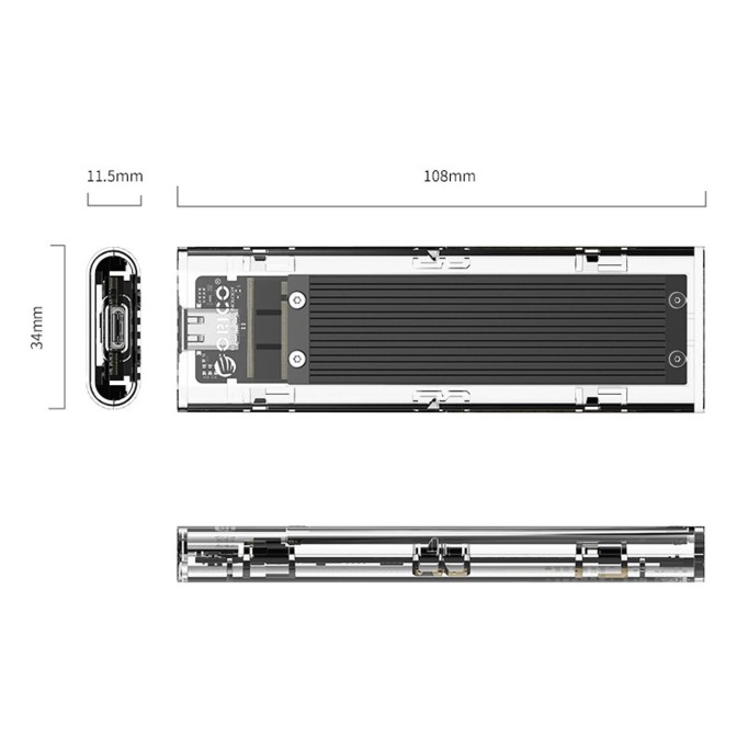 Orico USB 3.1 Gen2 Type-C 10Gbps M.2 NVMe SSD Disk Kutusu Siyah