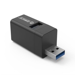 Siyah Orico USB-A 3.0 3 Portlu USB-A 3.0 / 2.0 Alüminyum Alaşım Mini Çoklayıcı Siyah