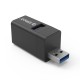 Orico USB-A 3.0 3 Portlu USB-A 3.0 / 2.0 Alüminyum Alaşım Mini Çoklayıcı Siyah