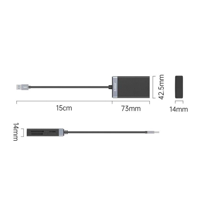 Orico USB-A 3.0 4’ü 1 Arada CF, Micro SD TF, SD, MS Kart Okuyucu Adaptör