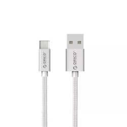 Gümüş Orico USB to Type-C 3A Örgülü Data ve Şarj Kablosu 1 Metre Gümüş