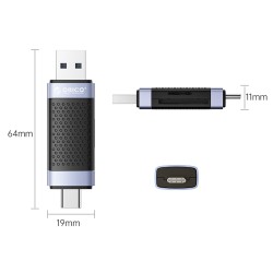 Orico USB Type-C SD TF Micro SD Kart Okuyucu CD2D-AC2-BK-EP  Orico USB Type-C SD TF Micro SD Kart Okuyucu CD2D-AC2-BK-EP