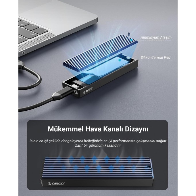 Orico USB3.1 Gen2 10Gbps M.2 NVMe SSD Disk Kutusu Alüminyum