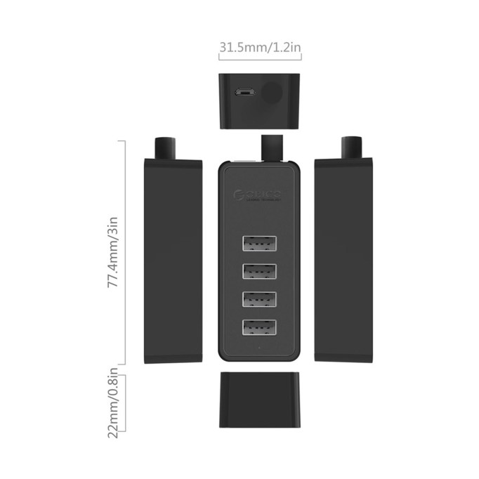 Orico W5P-U2 USB2.0 4 Portlu USB Çoklayıcı Hub 30 CM