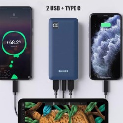 Philips 10000 mAh 22.5W USB ve Type-C PD Üç Çıkışlı Led Göstergeli Powerbank Philips 10000 mAh 22.5W USB ve Type-C PD Üç Çıkışlı Led Göstergeli Powerbank