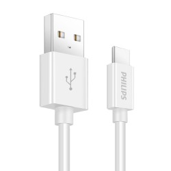 Philips 3A Type-C Hızlı Şarj ve Data Kablosu Beyaz 2 Metre