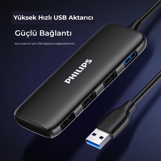 Philips 4 Portlu 1*USB 3.0 3*USB 2.0 Hub Çoklayıcı 50 CM