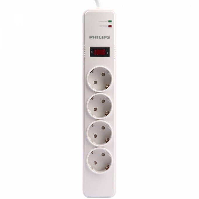 Philips SPS1040B 4'lü 1050 Joule Akım Korumalı Priz Philips SPS1040B 4lü 1050 Joule Akım Korumalı Priz