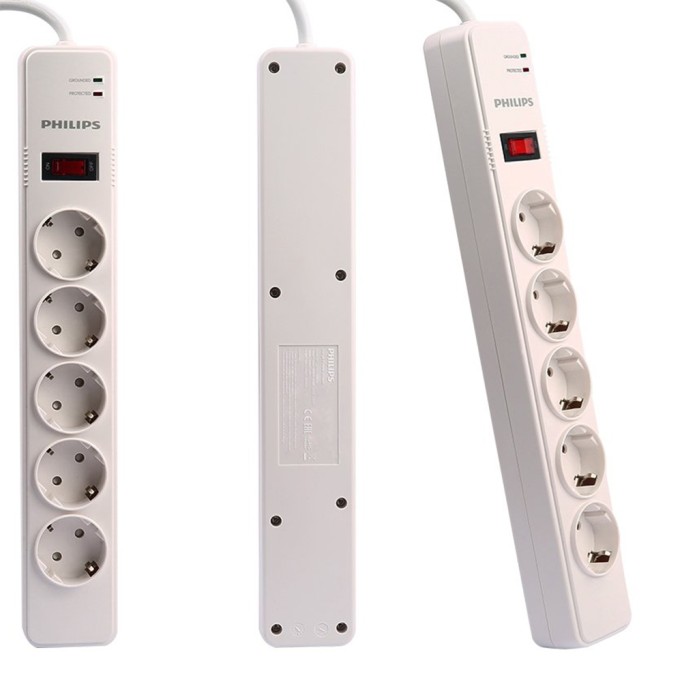 Philips SPS1050B 5'li 1050 Joule Akım Korumalı Priz Philips SPS1050B 5li 1050 Joule Akım Korumalı Priz