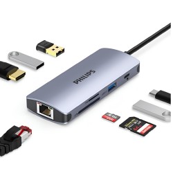 Philips SWR1608S Type-C to HDMI RJ45 Ethernet 3*USB 3.0 PD TF SD Kart Okuyucu Dönüştürücü Philips SWR1608S Type-C to HDMI RJ45 Ethernet 3*USB 3.0 PD TF SD Kart Okuyucu Dönüştürücü