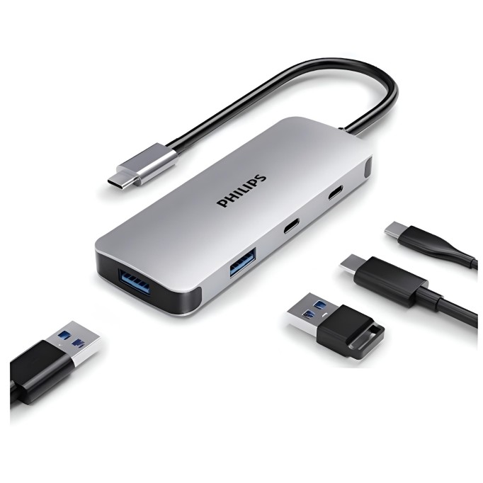 Philips SWR1651A Type-C to 2*USB-A 3.2 ve 2*USB-C PD 100W HUB Çoklayıcı Adaptör