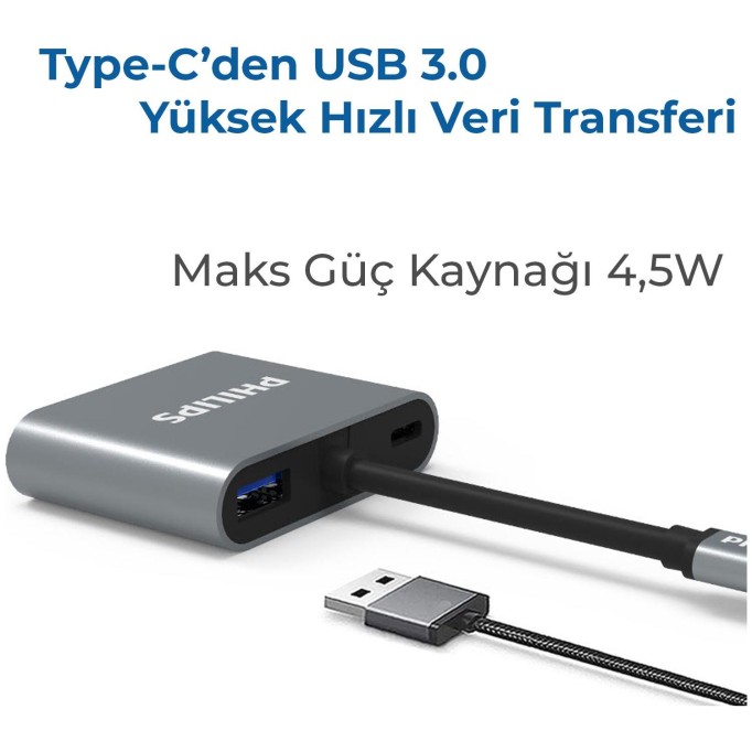 Philips Type-C HDMI VGA USB Dönüştürücü Adaptör