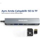 Philips Type C to PD 87W HDMI USB SD Micro SD Dönüştürücü Hub
