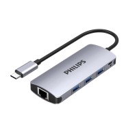 Philips Type-C to USB 3.0 Çoklayıcı ve RJ45 100Mbps Ethernet Dönüştürücü