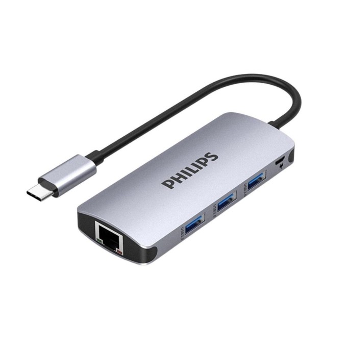 Philips Type-C to USB 3.0 Çoklayıcı ve RJ45 100Mbps Ethernet Dönüştürücü