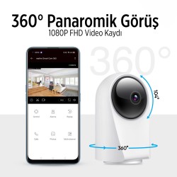 Realme 360° Full HD Wi-Fi  IP Akıllı Kablosuz Güvenlik Kamerası Bebek Monitörü Evcil Hayvan Kamerası İç Mekan Kamera