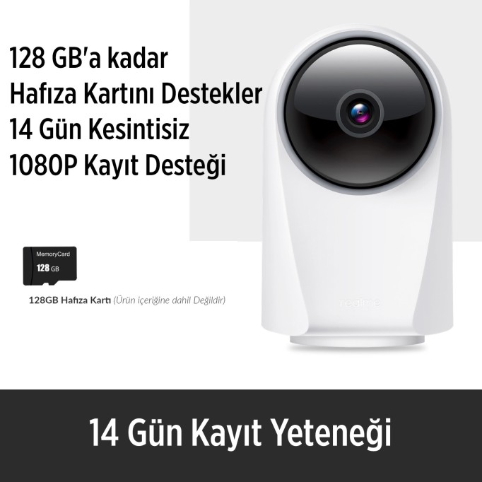 Realme 360° Full HD Wi-Fi IP Güvenlik Kamerası Kablosuz Gece Görüşlü İç Dış Mekan Kamera