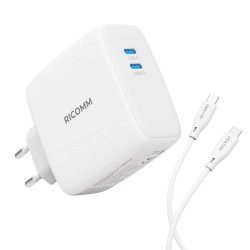 Ricomm 100W GaN 2 Portlu USB-C Şarj Aleti QC5.0 PD Type-C Hızlı Şarj Cihazı + 100W Şarj Kablosu Ricomm 100W GaN 2 Portlu USB-C Şarj Aleti QC5.0 PD Type-C Hızlı Şarj Cihazı + 100W Şarj Kablosu