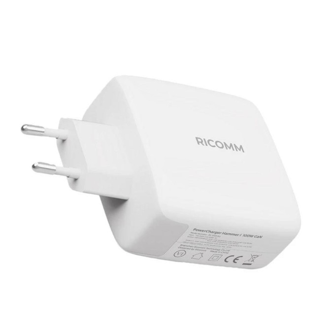 Ricomm 100W GaN 2 Portlu USB-C Şarj Aleti QC5.0 PD Type-C Hızlı Şarj Cihazı + 100W Şarj Kablosu