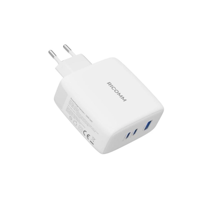 Ricomm 120W GaN 3 Portlu USB-C + USB-A QC3.0 PPS Hızlı Şarj Aleti + Type-C to Type-C 100W Şarj Kablosu