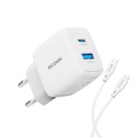 Ricomm 25W GaN USB-C + USB-A Şarj Aleti PPS PD Hızlı Şarj Cihazı + 2 Metre Type-C 60W Şarj Kablosu