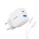 Ricomm 25W GaN USB-C + USB-A Şarj Aleti PPS PD Hızlı Şarj Cihazı + 2 Metre Type-C 60W Şarj Kablosu