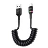 Rocoren 100W 7A Spiral RGB LED Işıklı Spiral Type-C Hızlı Şarj ve Data Kablosu 1.6 Metre