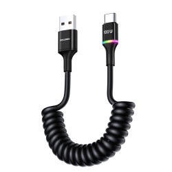 Rocoren 100W 7A Spiral RGB LED Işıklı Spiral Type-C Hızlı Şarj ve Data Kablosu 1.6 Metre Rocoren 100W 7A Spiral RGB LED Işıklı Spiral Type-C Hızlı Şarj ve Data Kablosu 1.6 Metre