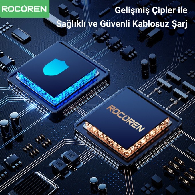 Rocoren 15W Kablosuz Şarj Destekli Magsafe Uyumlu RGB Işıklı Araç içi Telefon Tutucu