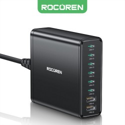 Rocoren 200W GaN 8 Portlu Şarj Cihazı 6*Type-C 2*USB-A Macbook iPhone Samsung Uyumlu Şarj İstasyonu Rocoren 200W GaN 8 Portlu Şarj Cihazı 6*Type-C 2*USB-A Macbook iPhone Samsung Uyumlu Şarj İstasyonu