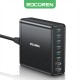 Rocoren 200W GaN 8 Portlu Şarj Cihazı 6*Type-C 2*USB-A Macbook iPhone Samsung Uyumlu Şarj İstasyonu
