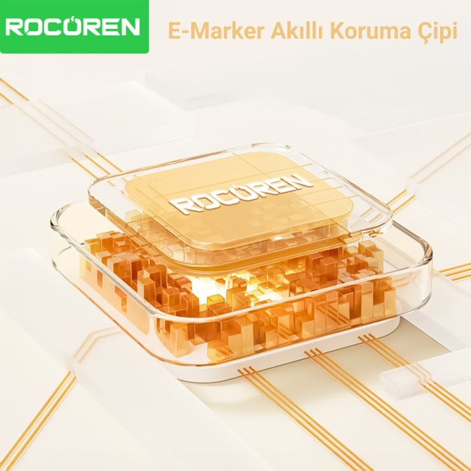 Rocoren 240W 4'ü 1 Arada Type-C / USB-A / Lightning Gri Silikon Şarj ve Data Kablosu 1.2 Metre