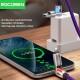 Rocoren 240W 4'ü 1 Arada Type-C / USB-A / Lightning Mor Silikon Şarj ve Data Kablosu 1.2 Metre