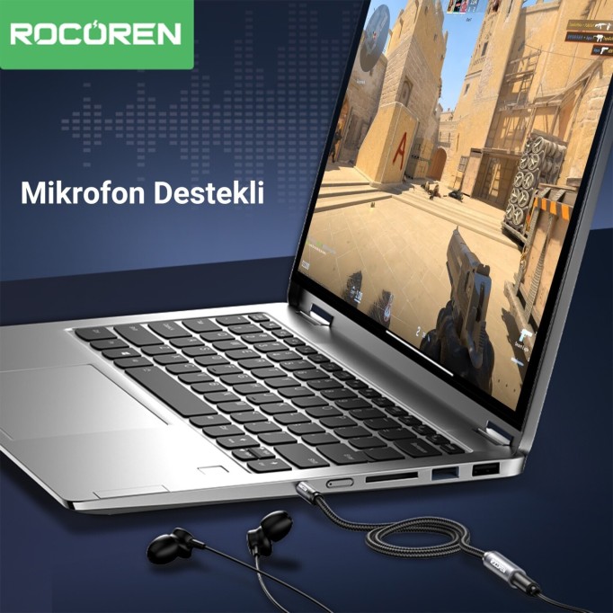 Rocoren 3.5mm Hi-Fi TRRS Jack Aux Ses Uzatma Kablosu 1 Metre