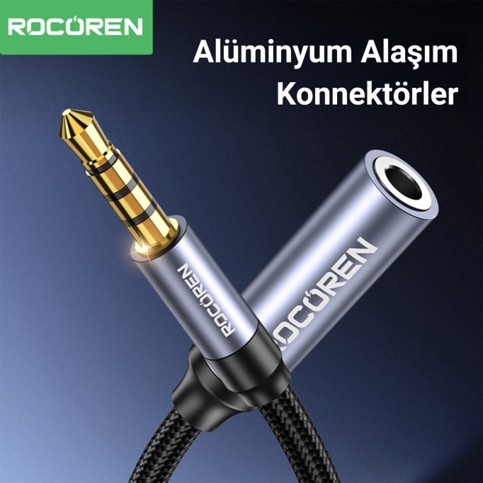 Rocoren 3.5mm Hi-Fi TRRS Jack Aux Ses Uzatma Kablosu 1 Metre