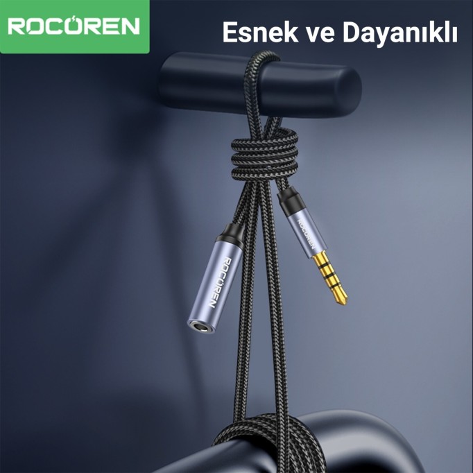 Rocoren 3.5mm Hi-Fi TRRS Jack Aux Ses Uzatma Kablosu 1 Metre