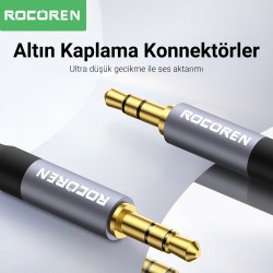 Rocoren 3.5mm Hi-Fi TRS AUX Ses Kablosu 50 CM Rocoren 3.5mm Hi-Fi TRS AUX Ses Kablosu 50 CM