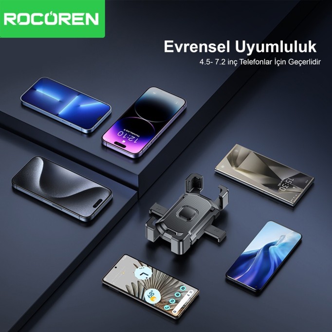 Rocoren 360° Ayarlanabilir Ayna Dibi Bağlantılı Motosiklet Telefon Tutucu