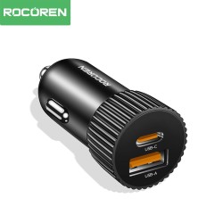 Rocoren 48W Çift Portlu USB Type-C ve USB-A Araç İçi Hızlı Şarj Cihazı Rocoren 48W Çift Portlu USB Type-C ve USB-A Araç İçi Hızlı Şarj Cihazı