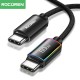 Rocoren 60W Type-C to Type-C RGB Aydınlatmalı Örgülü Şarj ve Data Kablosu 1 Metre