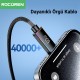 Rocoren 60W Type-C to Type-C RGB Aydınlatmalı Örgülü Şarj ve Data Kablosu 2 Metre