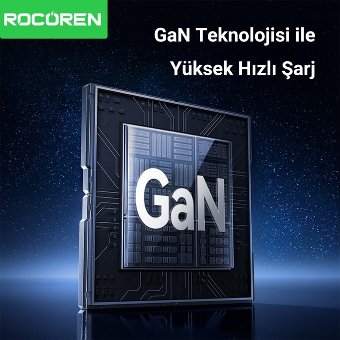 Rocoren 70W GaN Şarj Cihazı Type-C ve USB-A 3-Portlu Hızlı Şarj Aleti
