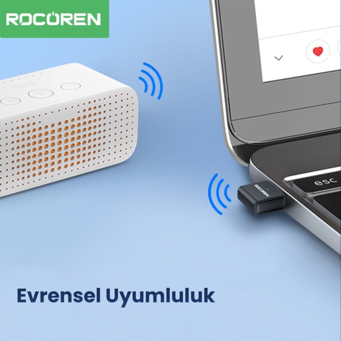 Rocoren Bluetooth 5.3 Mini Nano USB Dongle Adaptör