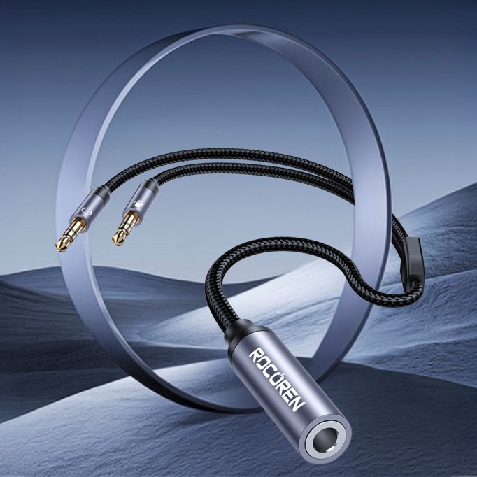 Rocoren Hi-Fi TRRS Mikrofon ve Kulaklık Ayırıcı 3.5mm Y Jack Kablo