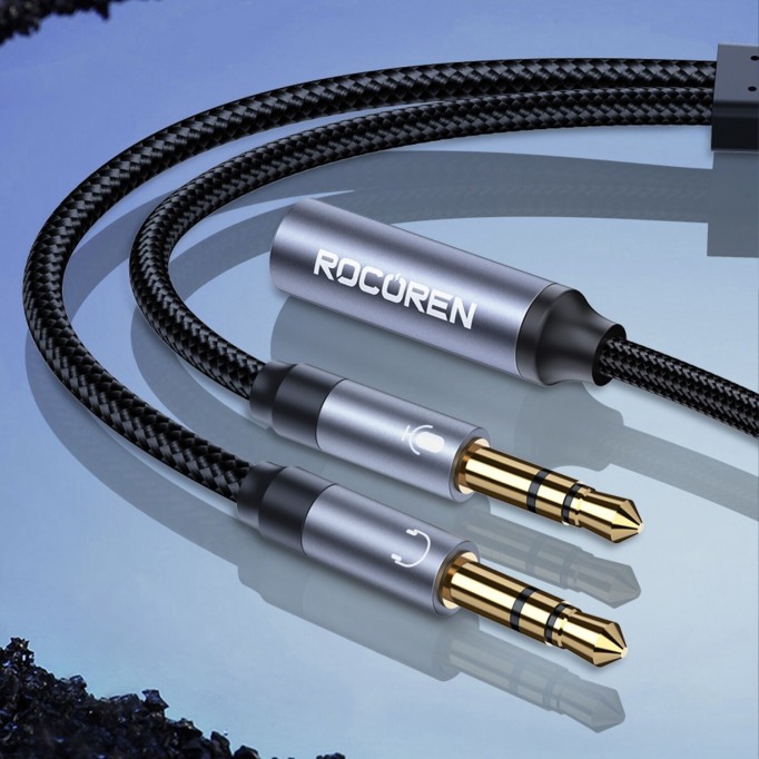 Rocoren Hi-Fi TRRS Mikrofon ve Kulaklık Ayırıcı 3.5mm Y Jack Kablo