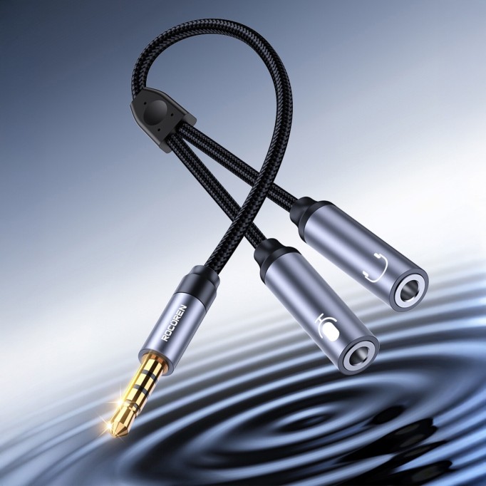 Rocoren Hi-Fi TRRS Mikrofon ve Kulaklık Birleştirici 3.5mm Y Jack Kablo