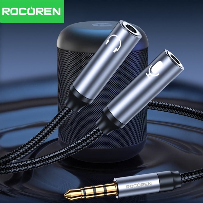 Rocoren Hi-Fi TRRS Mikrofon ve Kulaklık Birleştirici 3.5mm Y Jack Kablo
