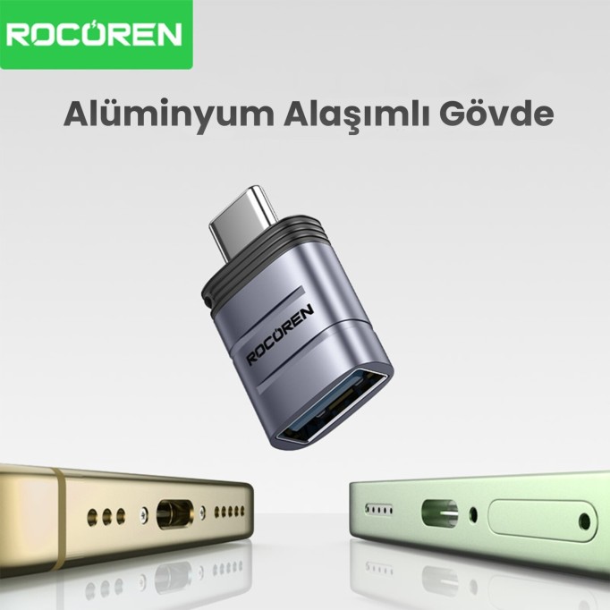 Rocoren Type-C to USB 3.2 5Gbps OTG Çevirici Dönüştürücü Adaptör