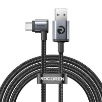 Rocoren USB-A to Type-C 90° 3A Hızlı Şarj ve Data Kablosu 1 Metre