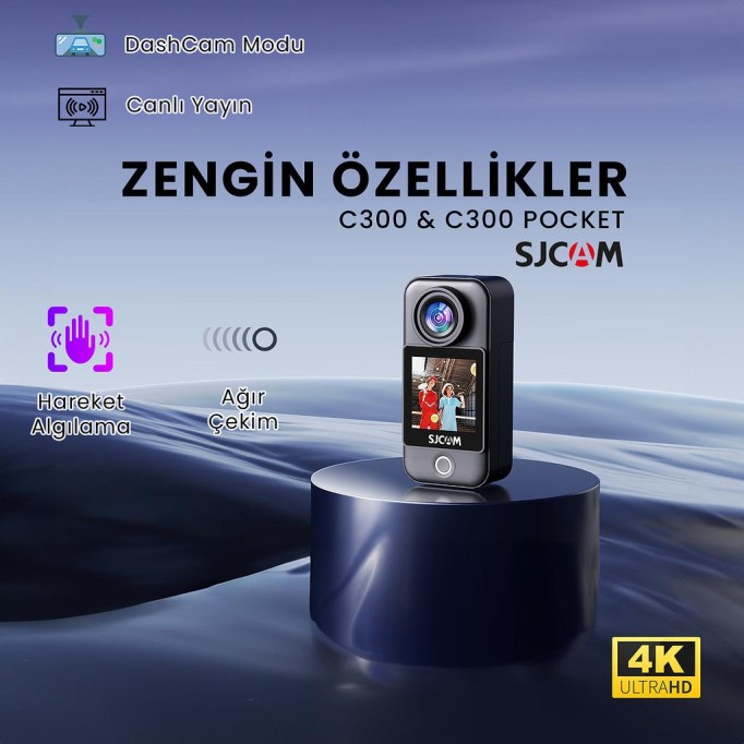 SJCAM C300 Pocket 4K WiFi Mini Aksiyon Kamerası Siyah